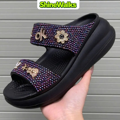 ShineWalks™ Sparkle Bloom Platform Sandals