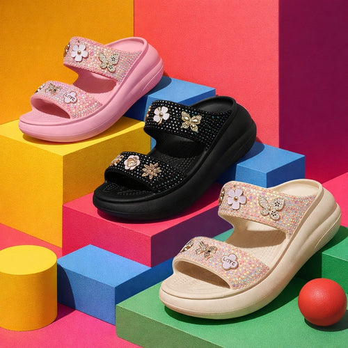 ShineWalks™ Sparkle Bloom Platform Sandals