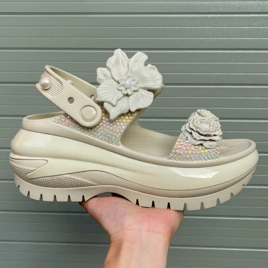 ShineWalks™ Pearl Grace Dual-Strap Platform Sandals