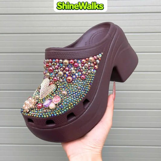 ShineWalks™ Crystal Bloom Clogs