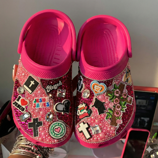ShineWalks™ Faith Bloom Crystal Clogs