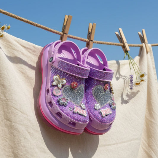 ShineWalks™ Crystal Heart Clogs